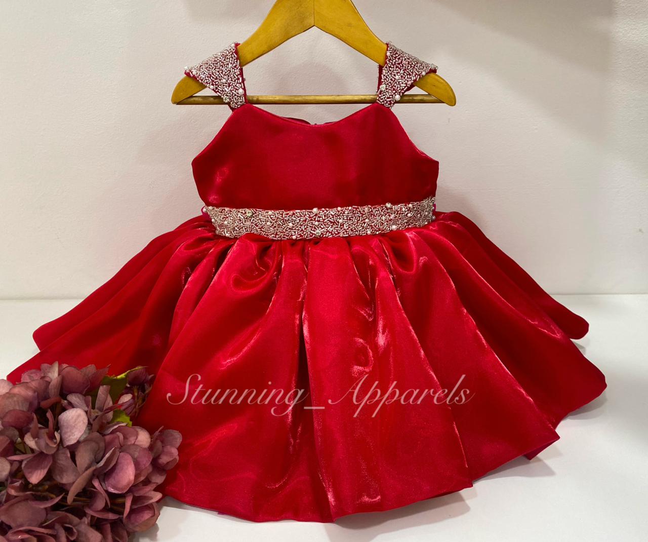 Designer Premium Hand Work Red Dress