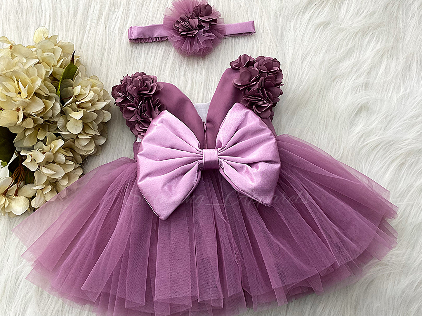 Cape Sleeves Flower Work Dusty Pink Frock