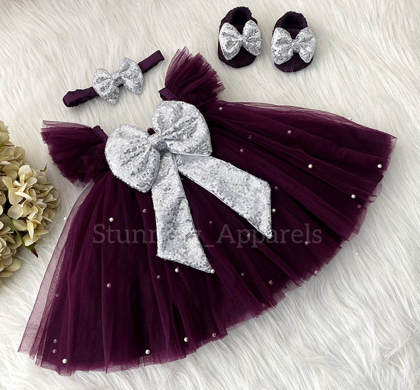 Silver Sequins Bow Party Wear Umbrella Wine Umbrella Dress
