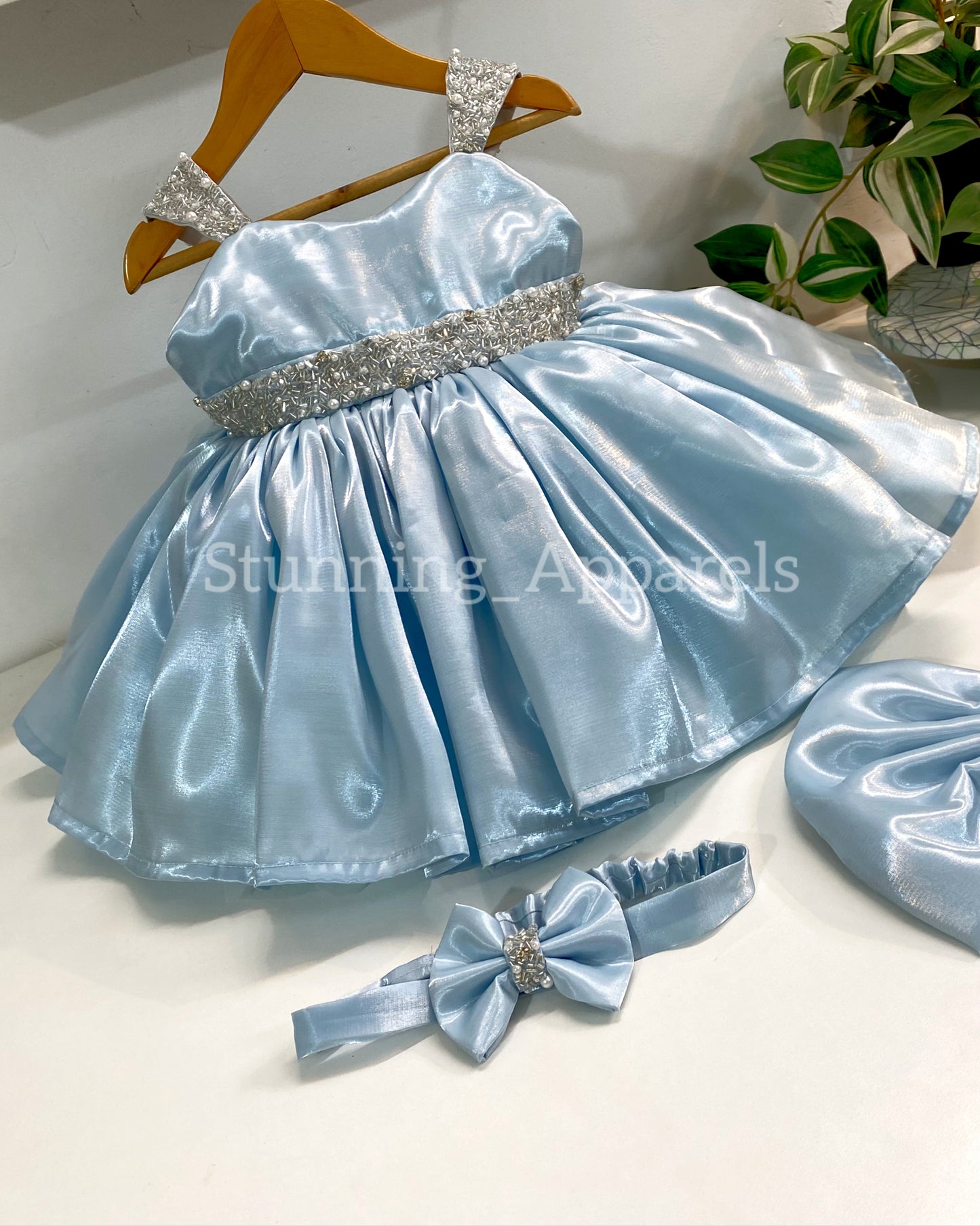 Designer Premium Hand Work Pastel Blue Dress