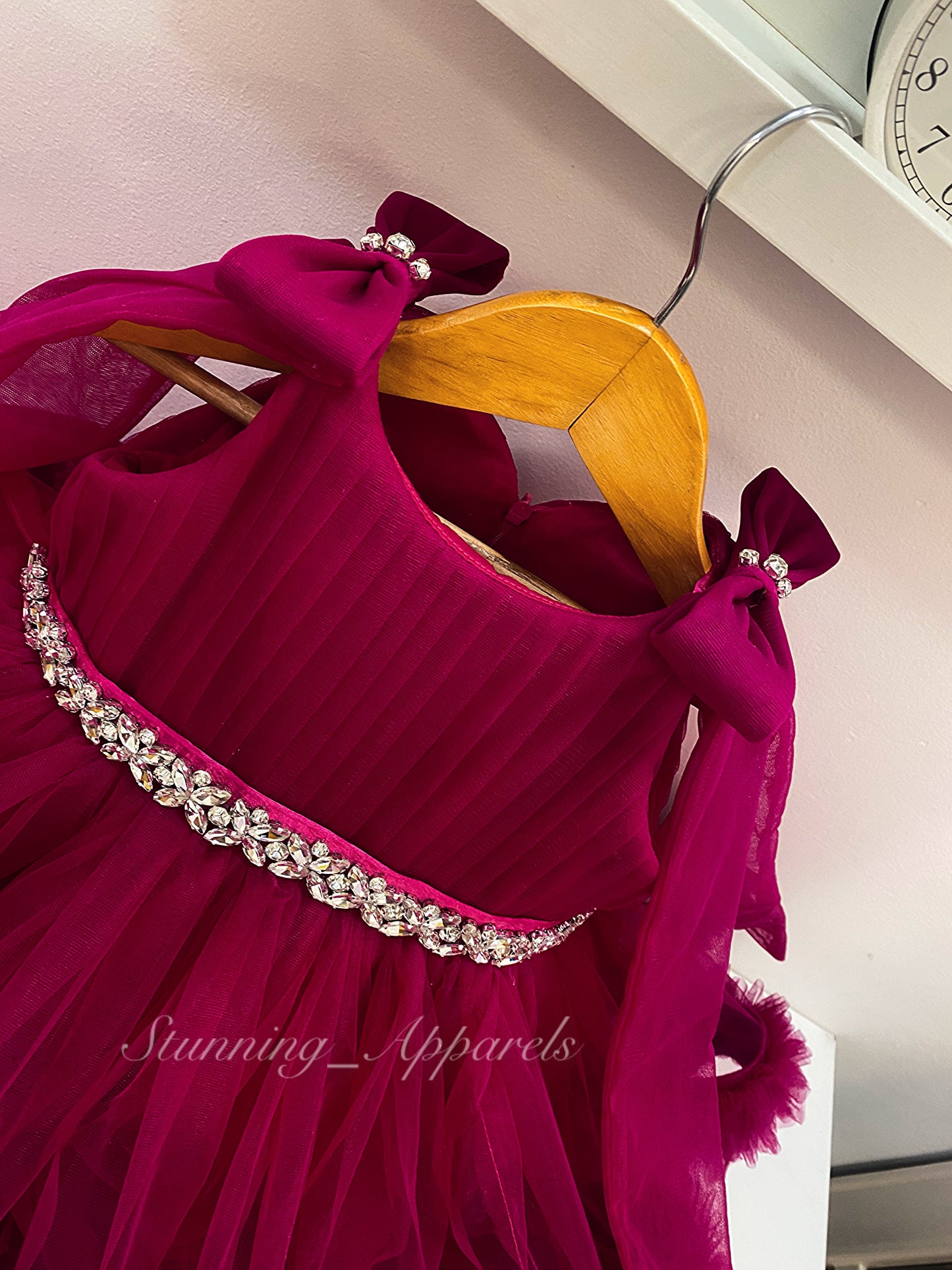Designer Premium hand work ruby pink dress