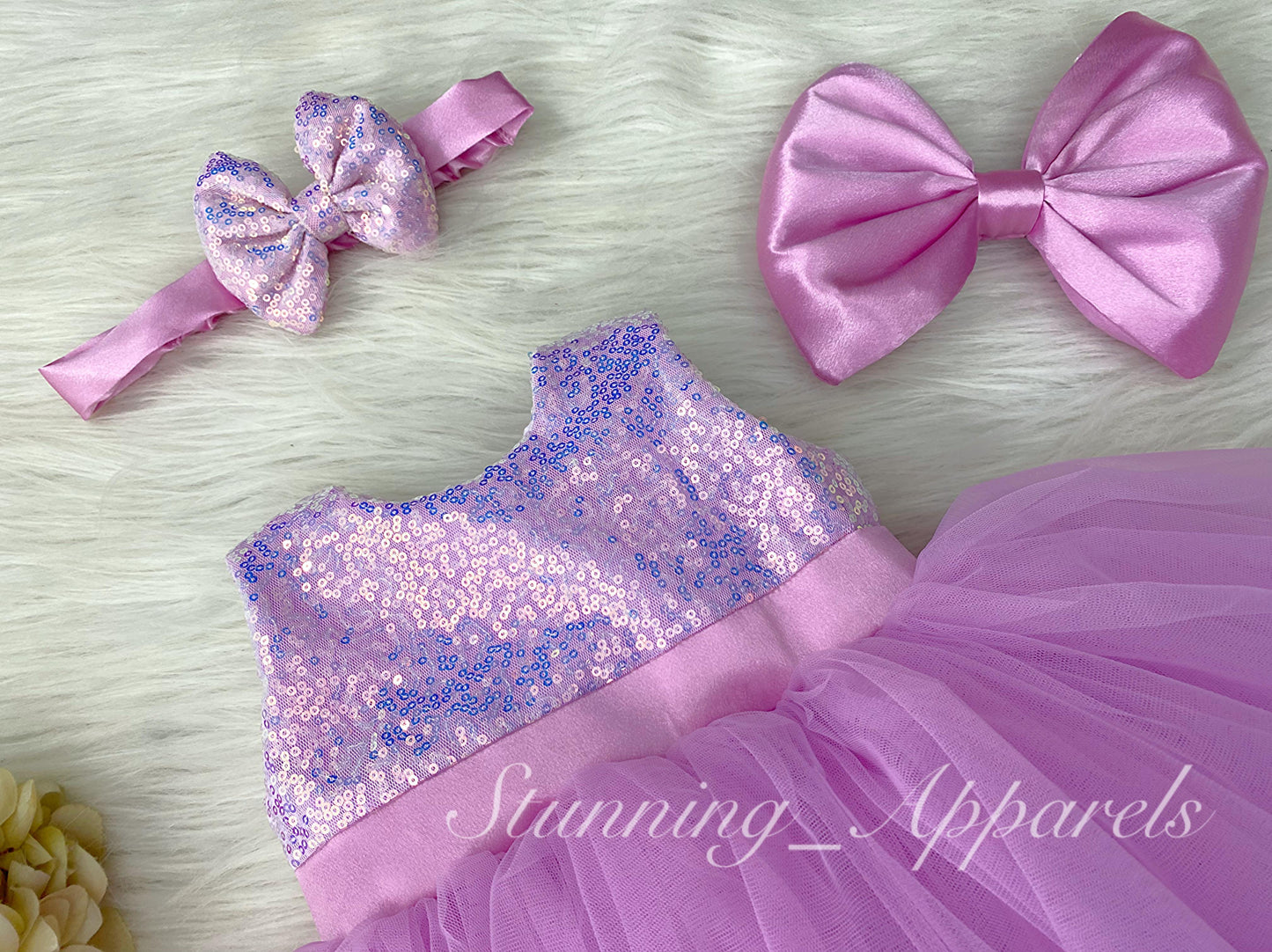 Lavender Satin Belted Sequin Bodies Lavender Dress