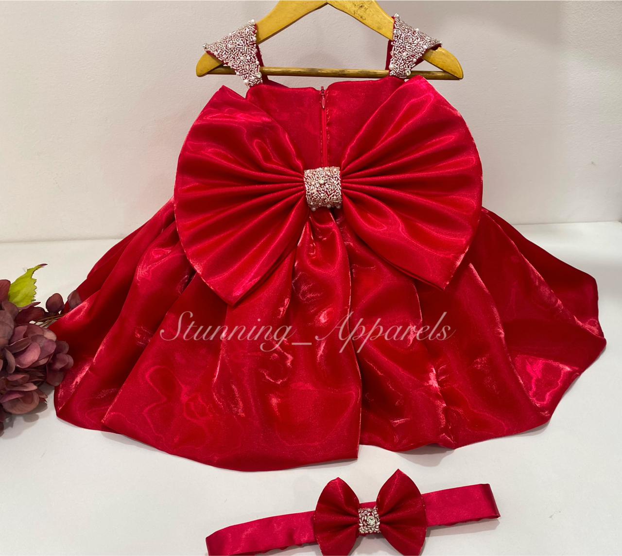 Designer Premium Hand Work Red Dress