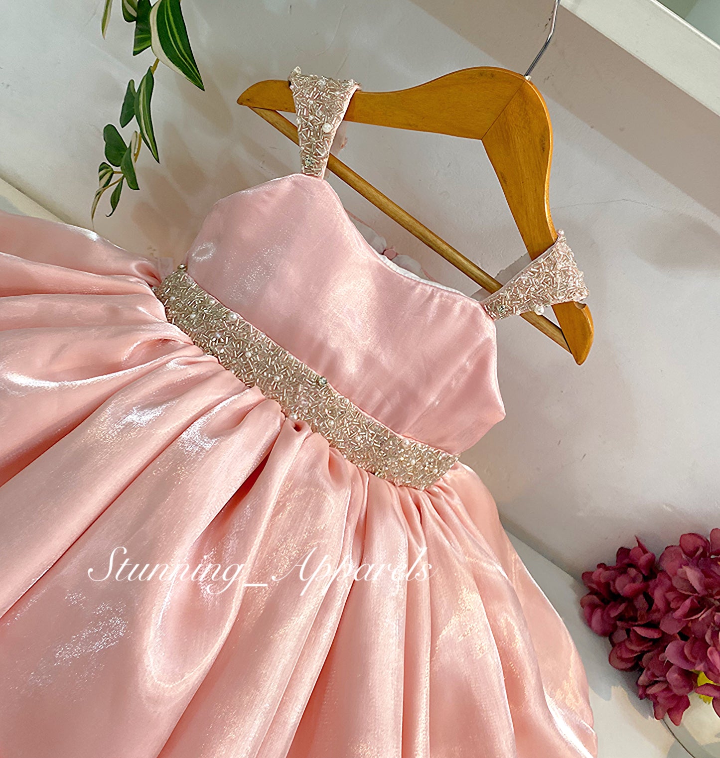 Designer Premium Hand Work Peach Dress