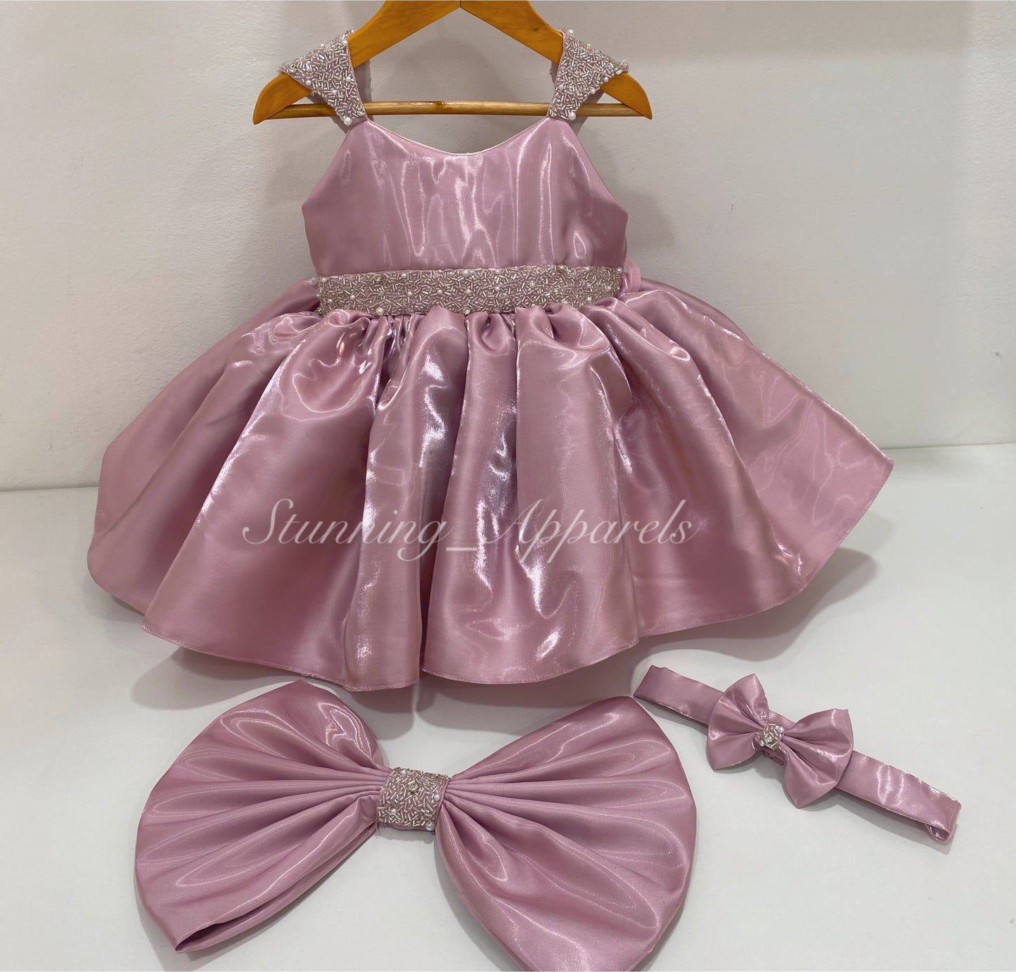 Designer Premium Hand Work Dark Peach Dress