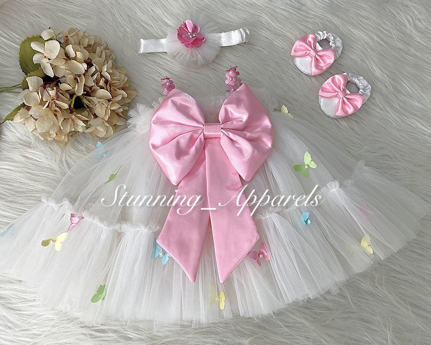 Butterfly Work Cute Party Wear White Umbrella Dress