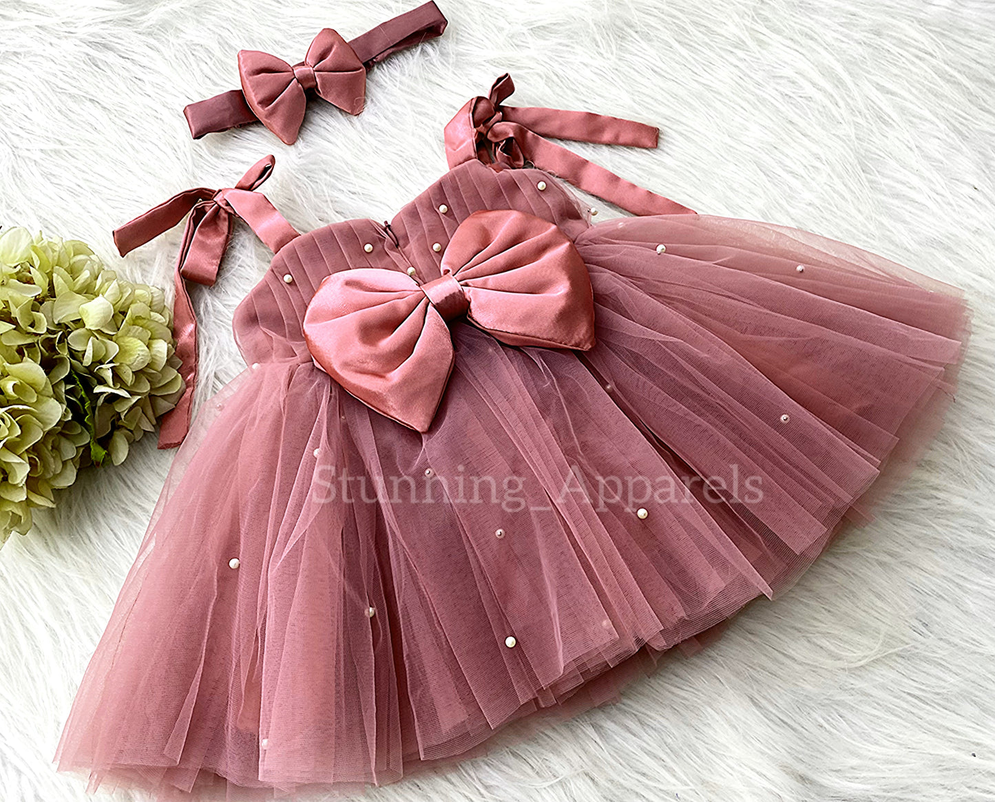 Strapped Knotted Mustard Brown Party Wear Dress