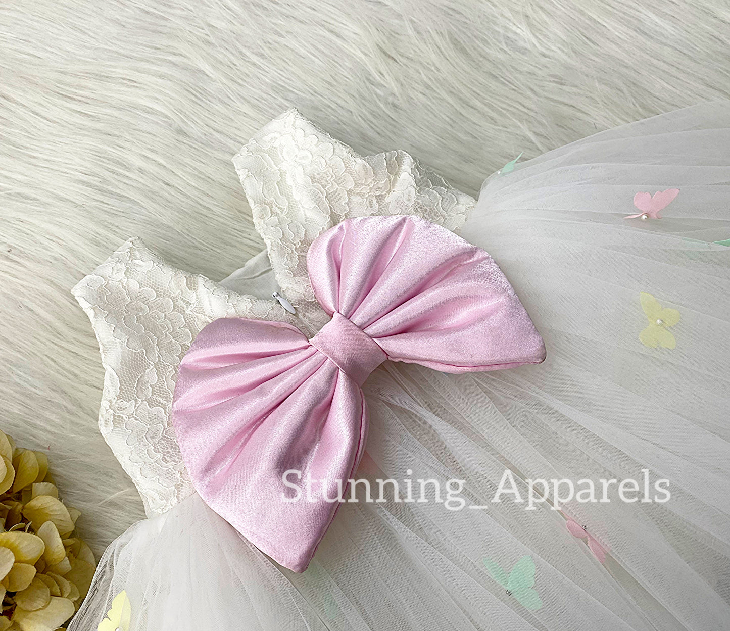 Butterfly Work Party Wear White Dress