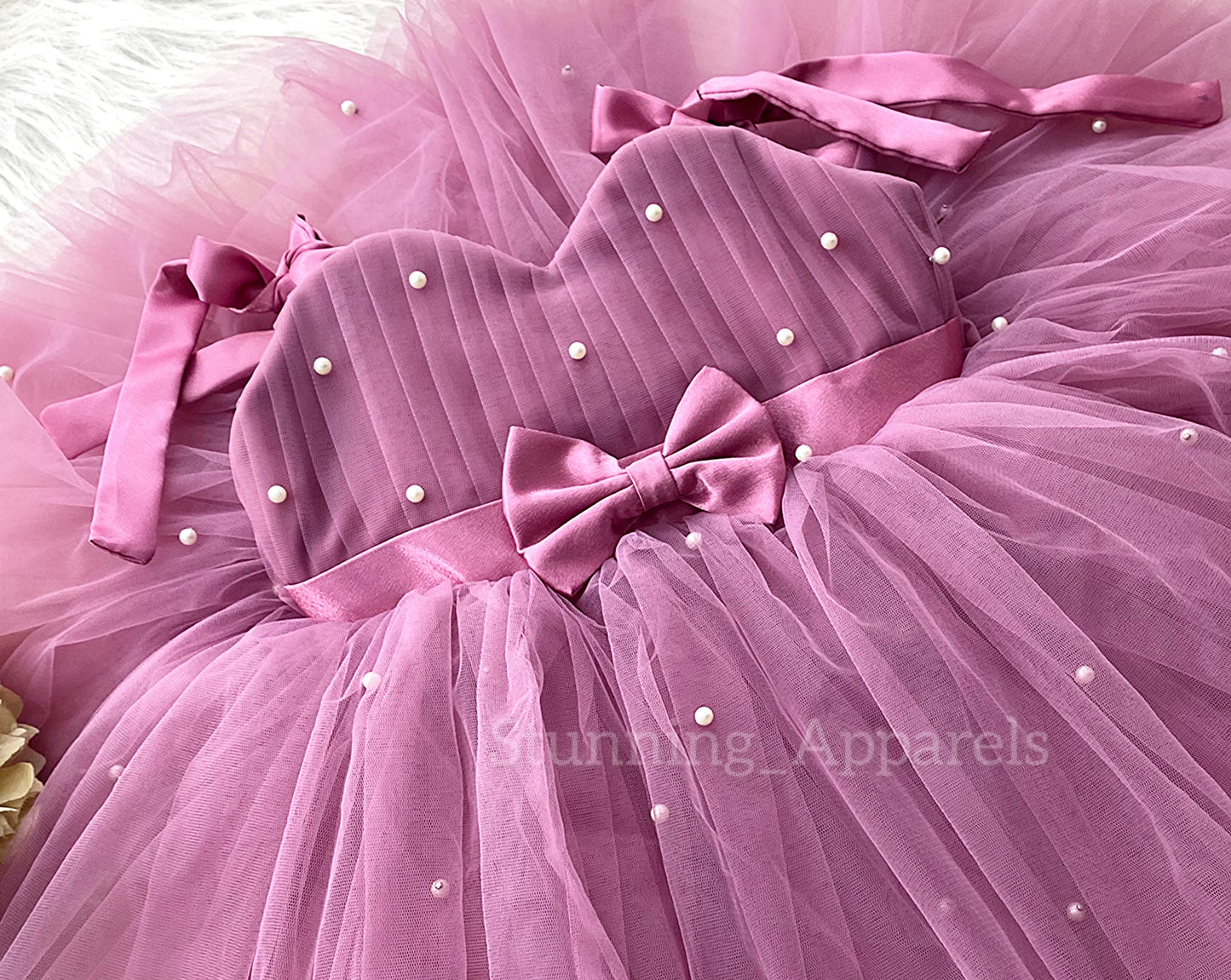 Strapped Knotted Dusty Pink Party Wear Dress