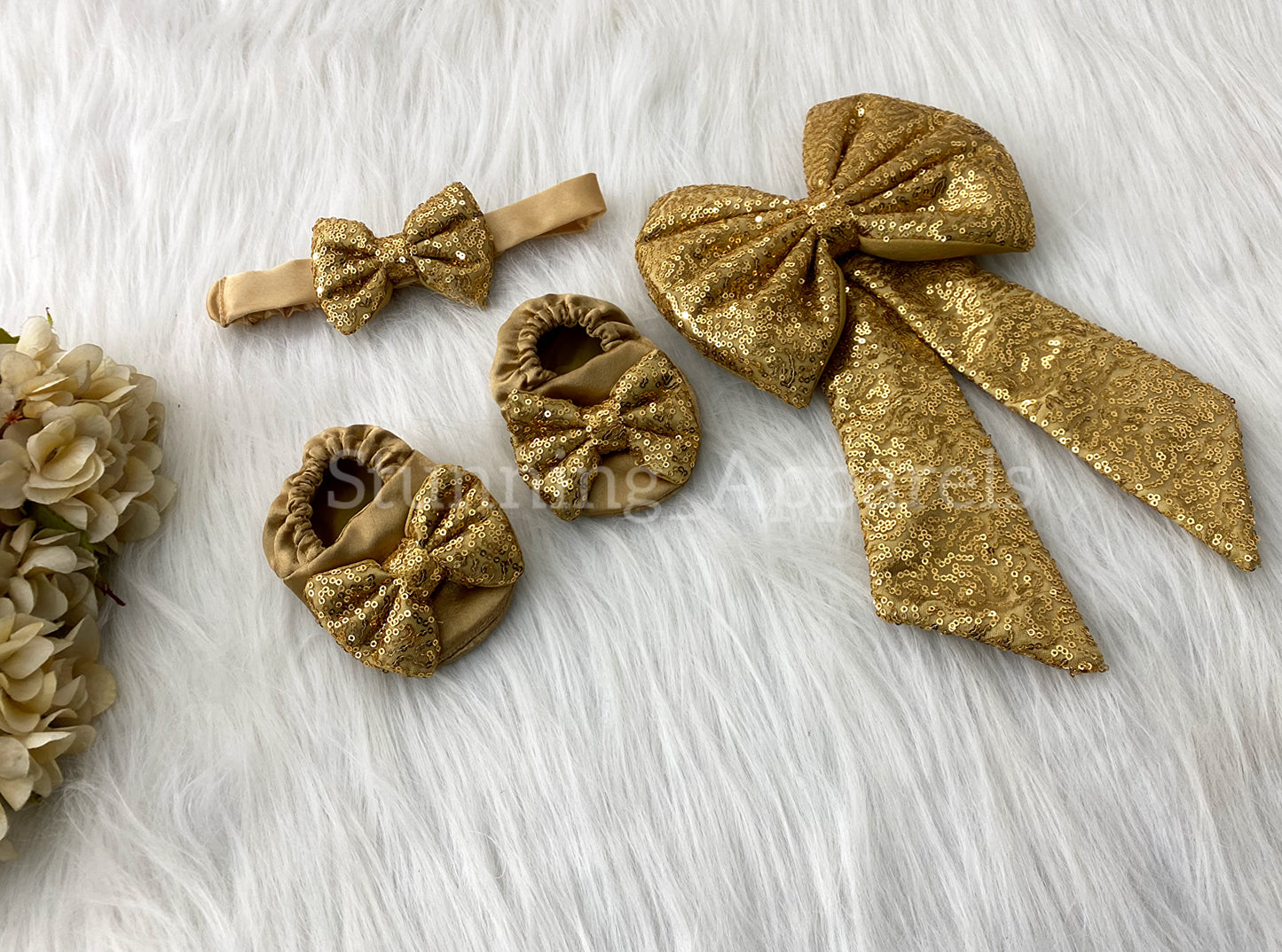 Golden Sequins Bow Party Wear Golden Dress