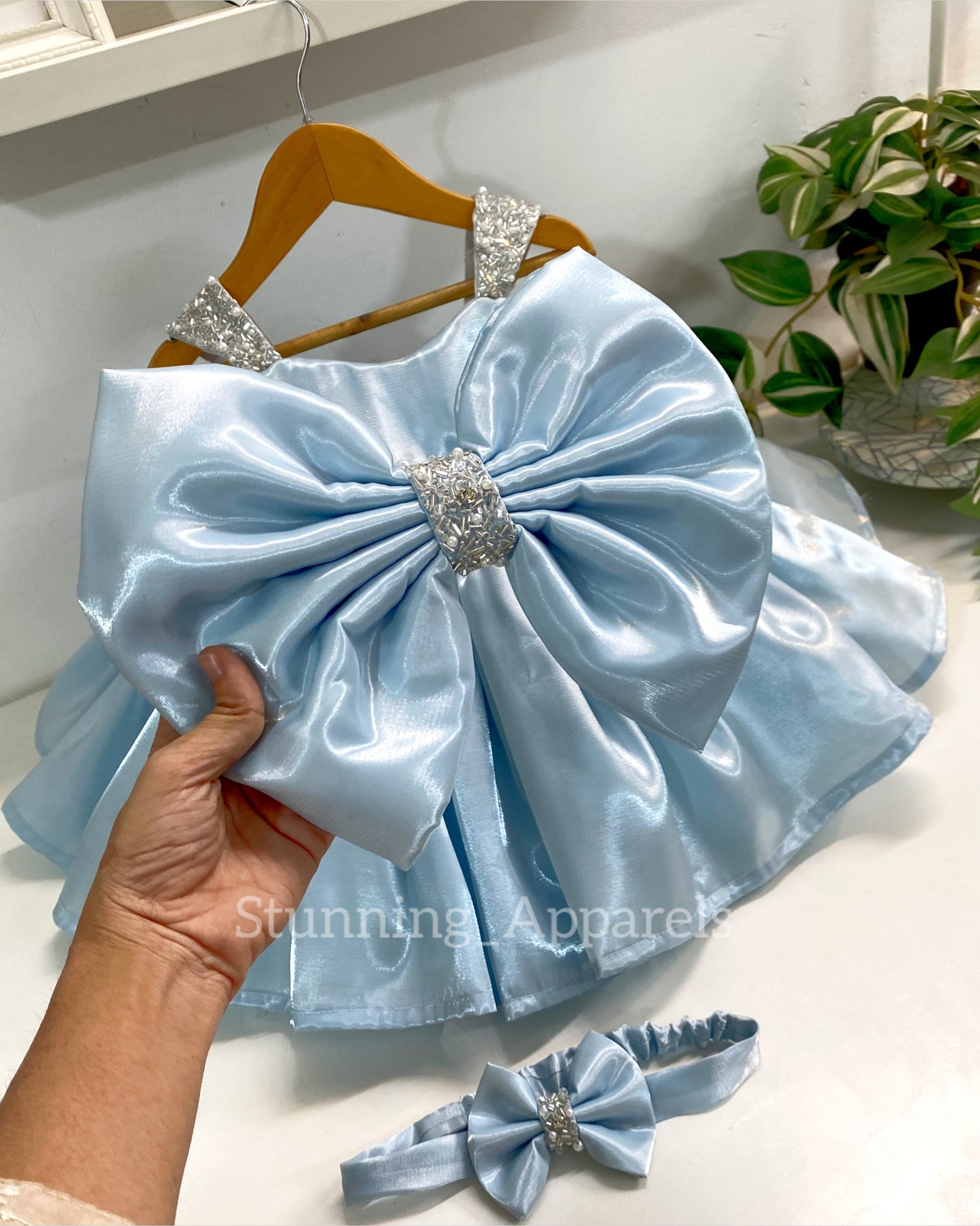 Designer Premium Hand Work Pastel Blue Dress