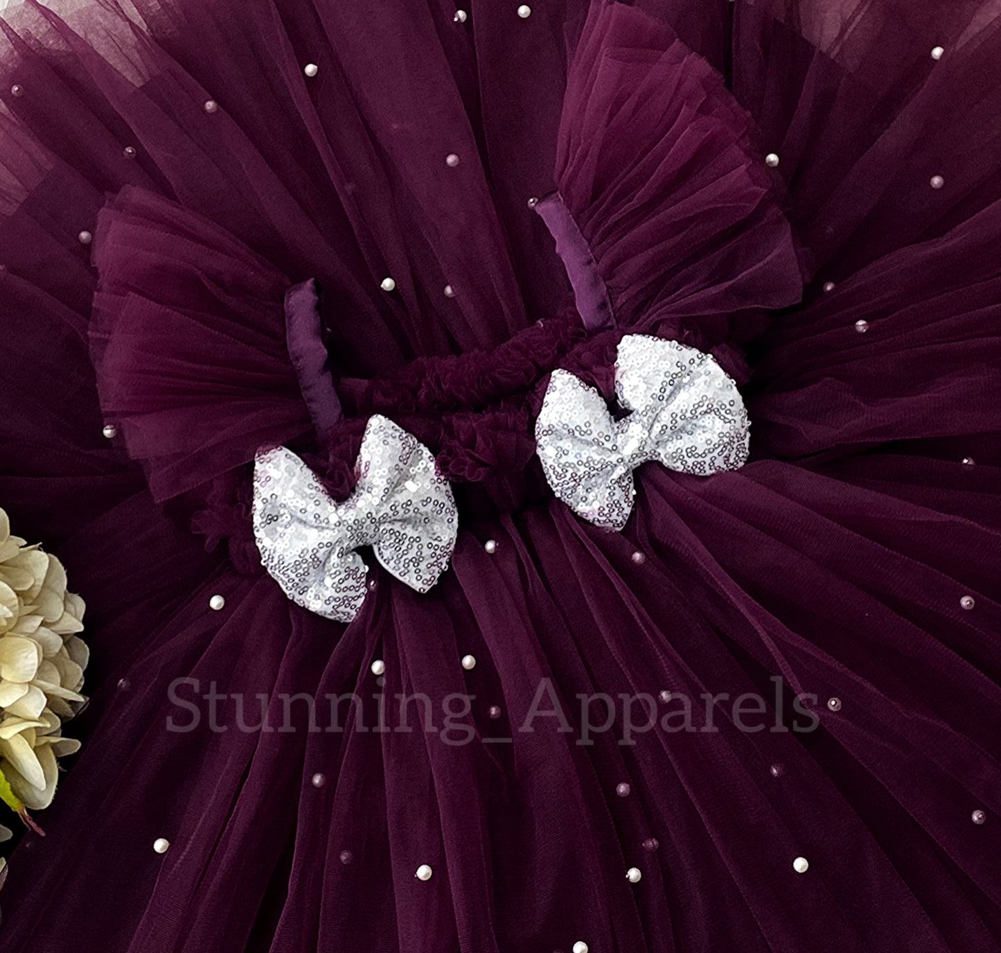 Silver Sequins Bow Party Wear Umbrella Wine Umbrella Dress
