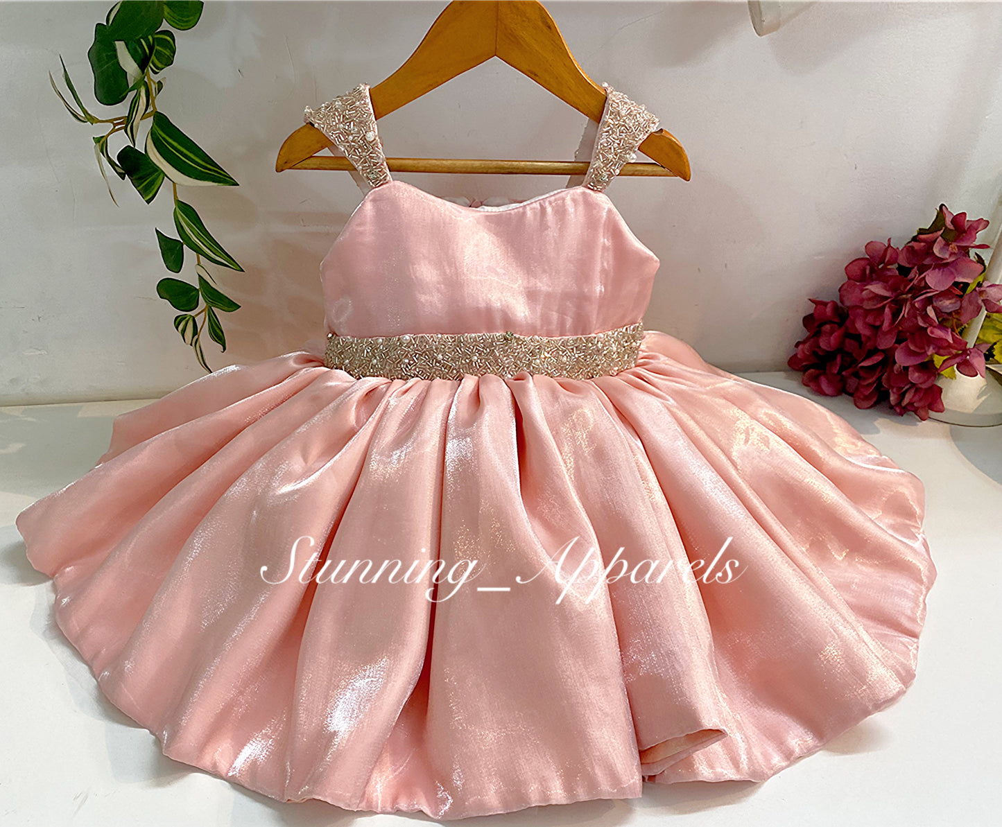 Designer Premium Hand Work Peach Dress