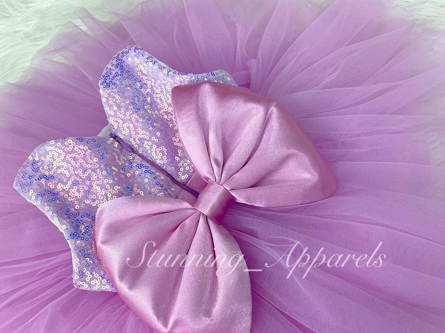 Lavender Satin Belted Sequin Bodies Lavender Dress