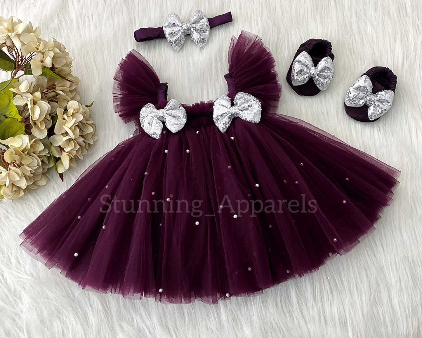 Silver Sequins Bow Party Wear Umbrella Wine Umbrella Dress