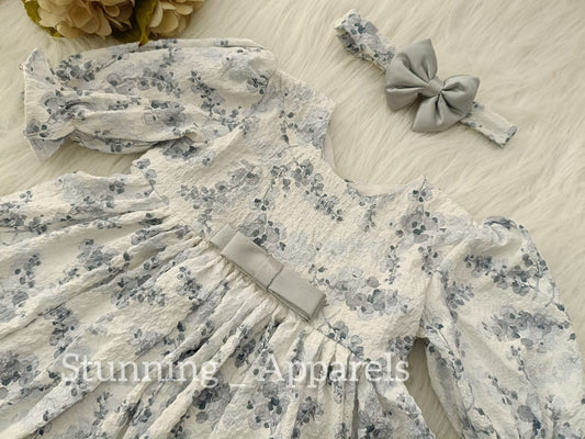 Stylish Long sleeves printed casual  frock