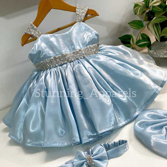 Designer Premium Hand Work Pastel Blue Dress