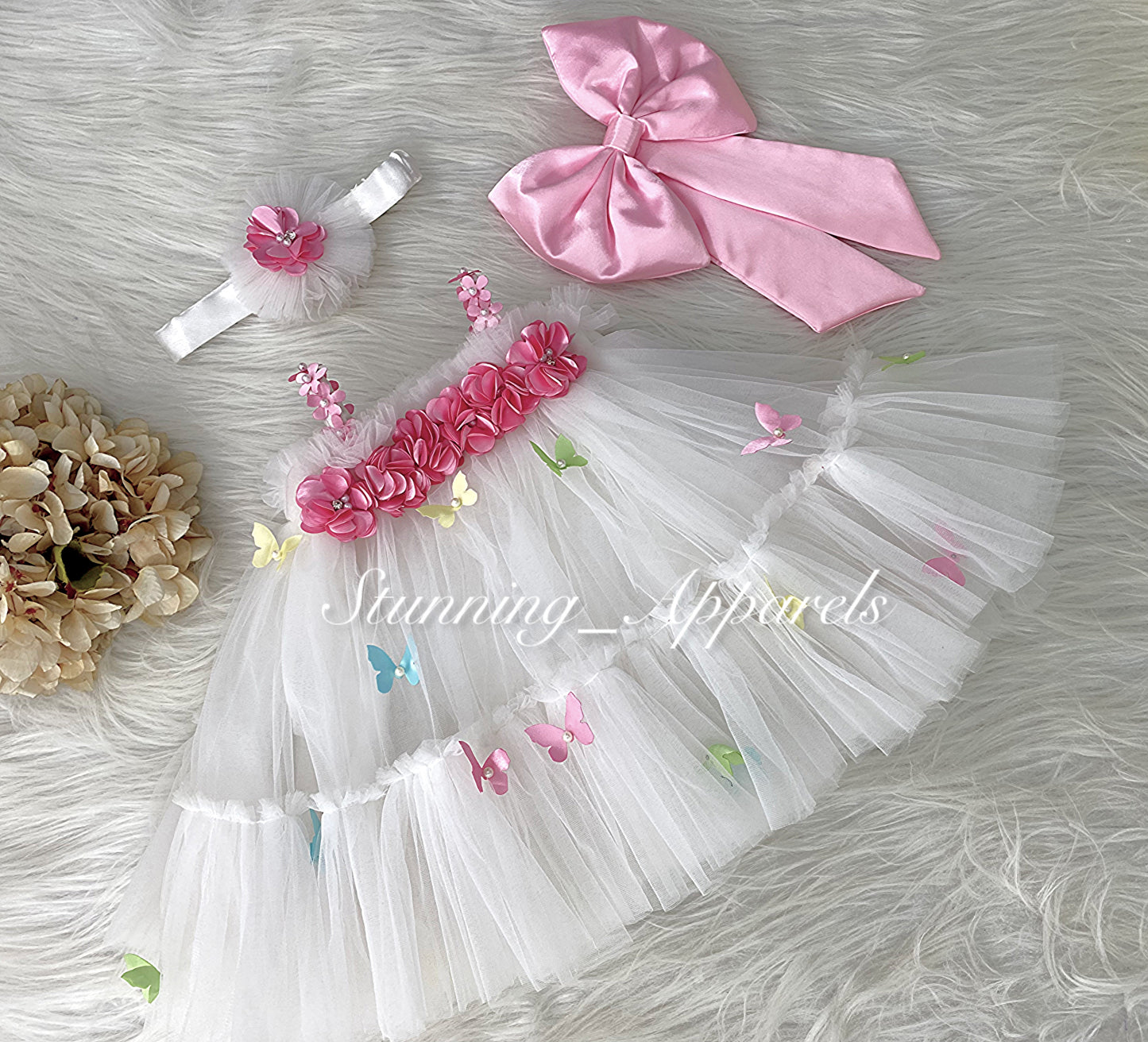 Butterfly Work Cute Party Wear White Umbrella Dress