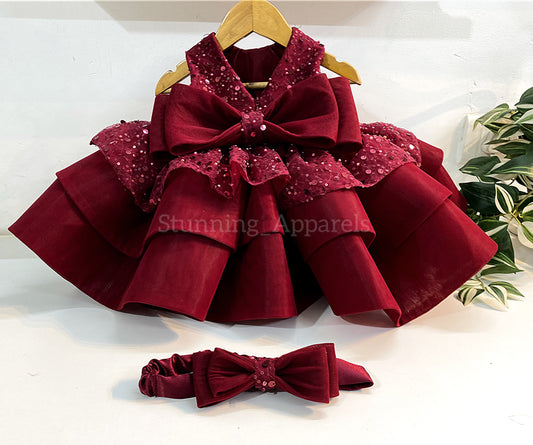 Premium pretty party wear maroon dress