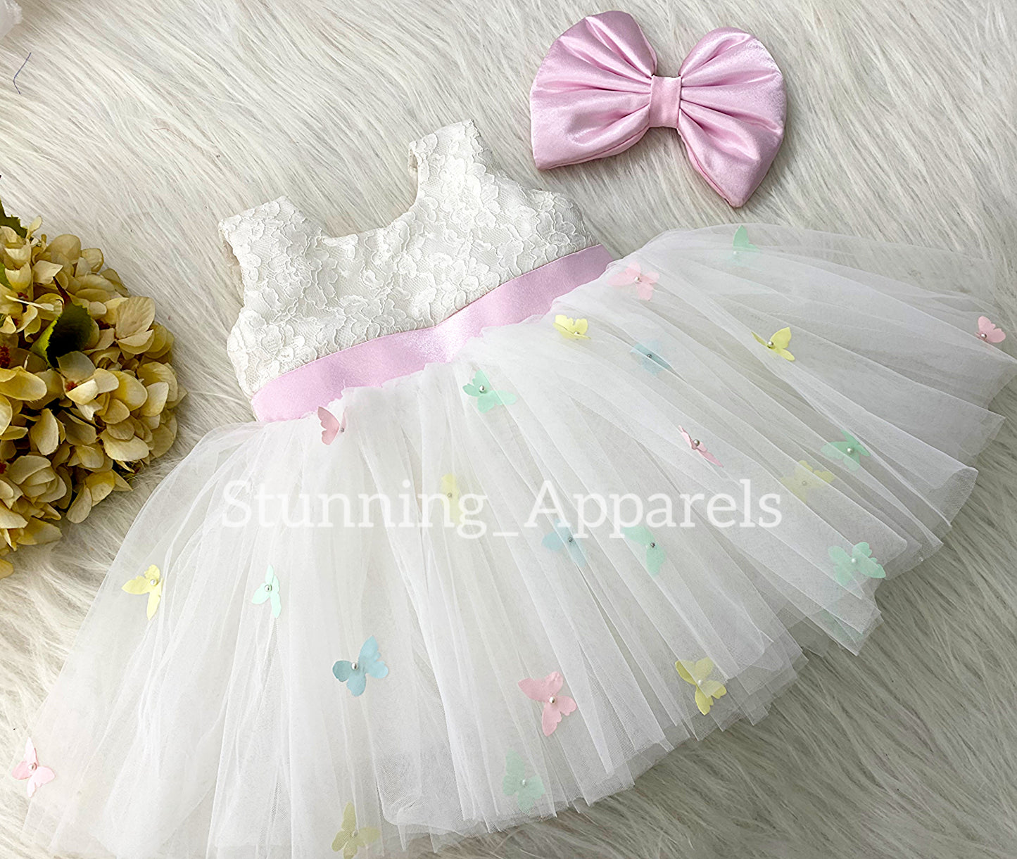 Butterfly Work Party Wear White Dress