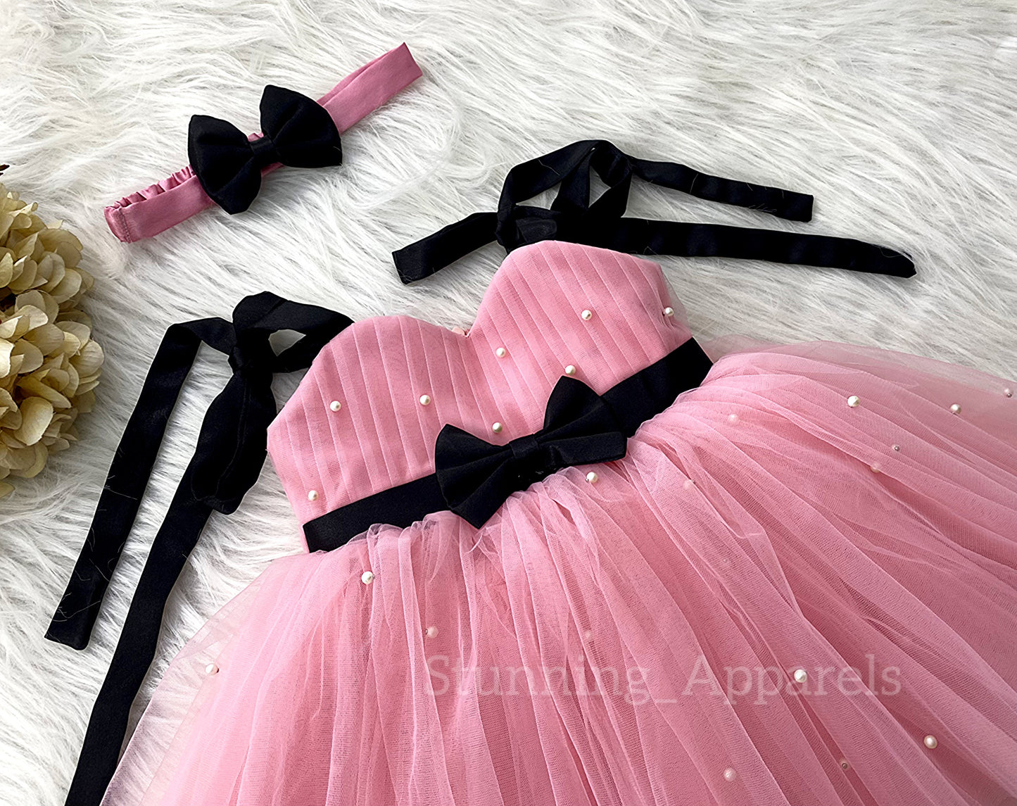 Strapped Knotted Peach Party Wear Dress