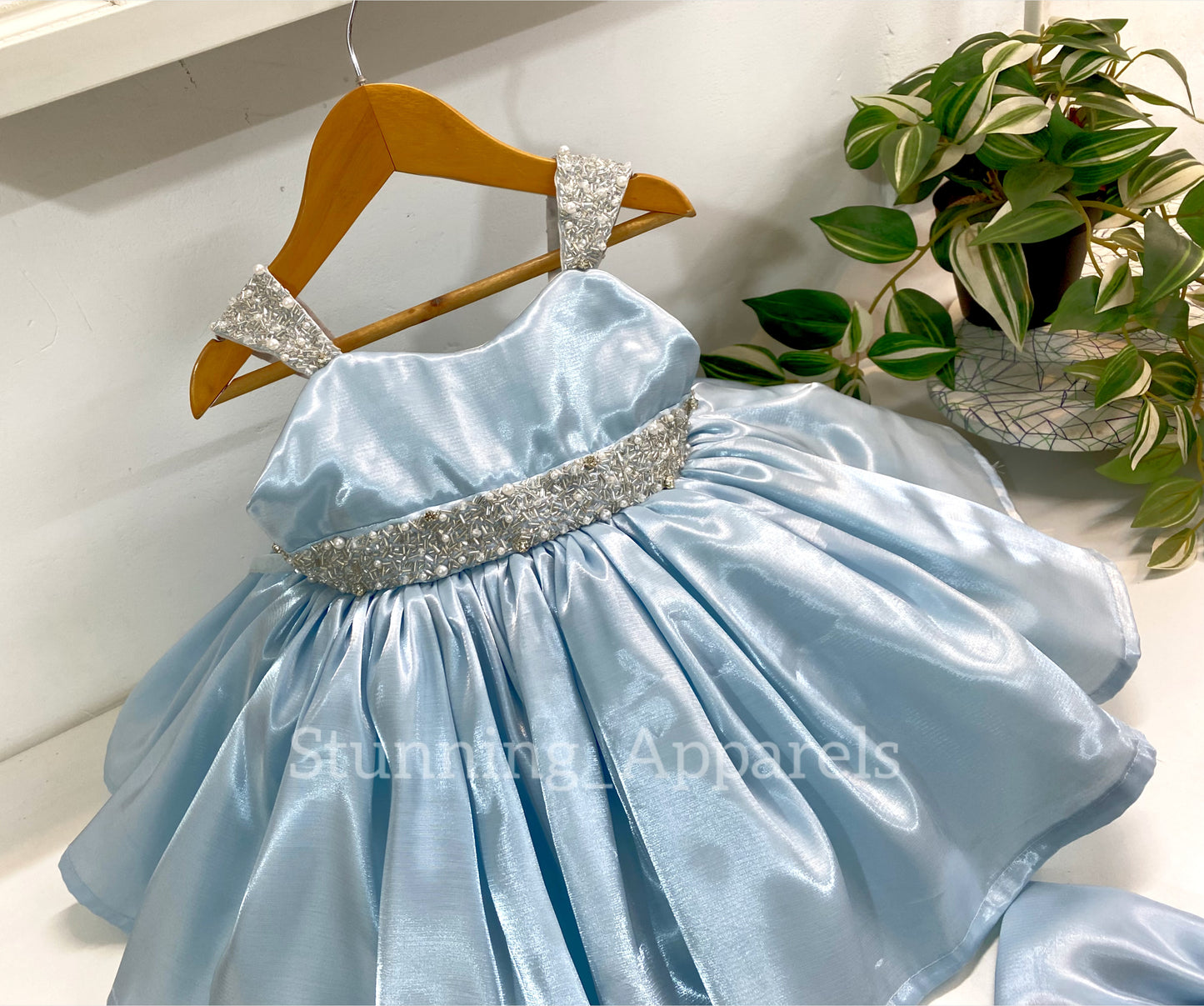 Designer Premium Hand Work Pastel Blue Dress