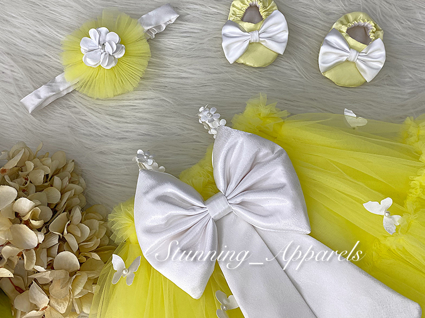 Butterfly Work Cute Party Wear Lemon Yellow Umbrella Dress