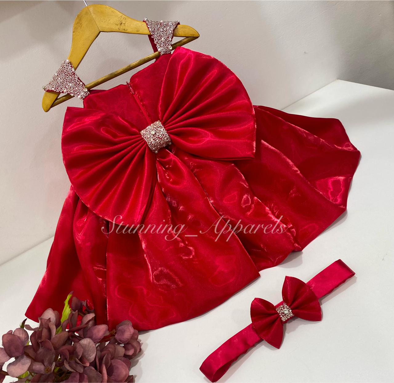 Designer Premium Hand Work Red Dress
