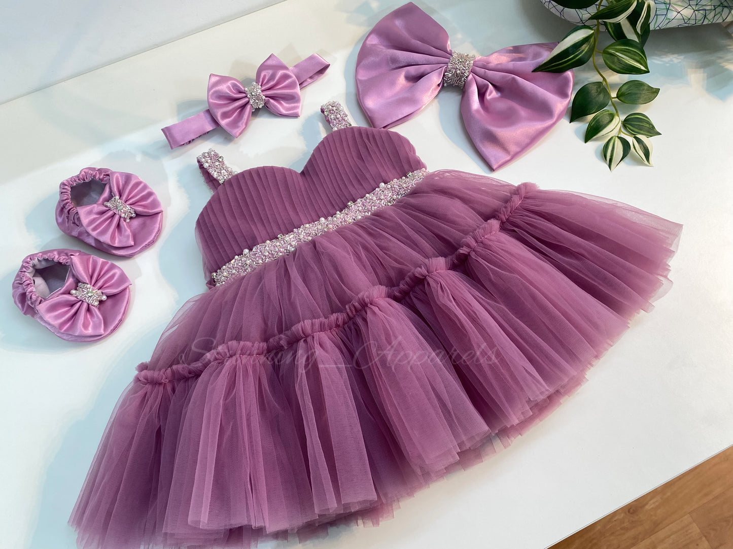 Designer Sweetheart Neckline Hand Work Dusty Pink Frock