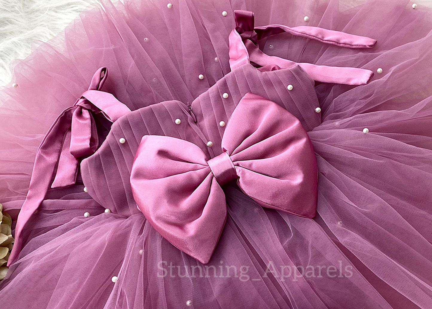 Strapped Knotted Dusty Pink Party Wear Dress