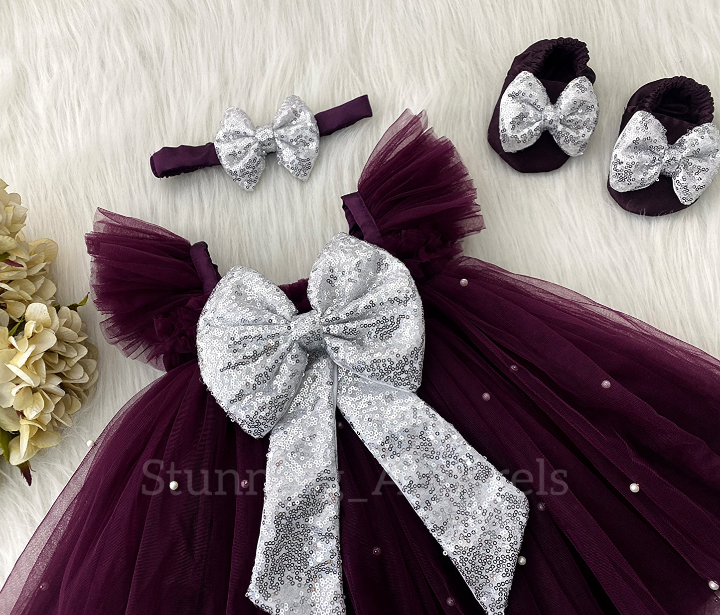 Silver Sequins Bow Party Wear Umbrella Wine Umbrella Dress