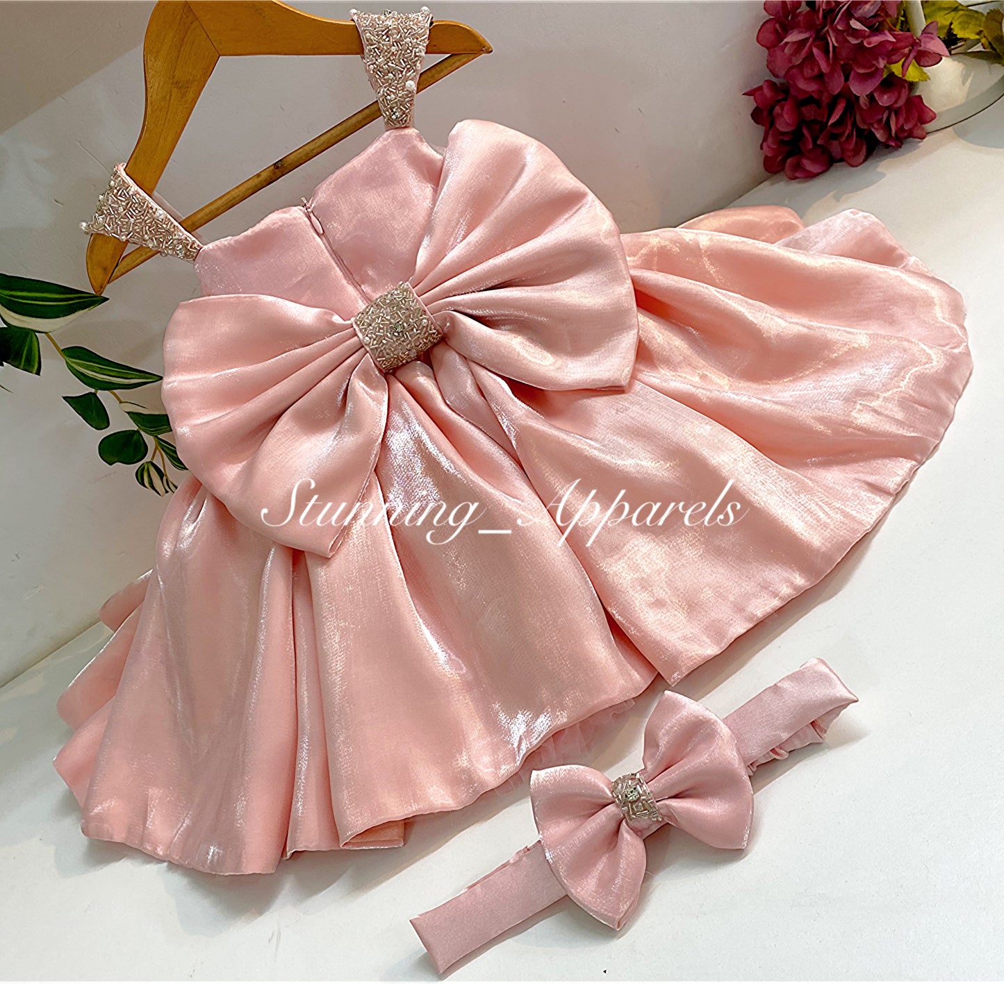 Designer Premium Hand Work Peach Dress