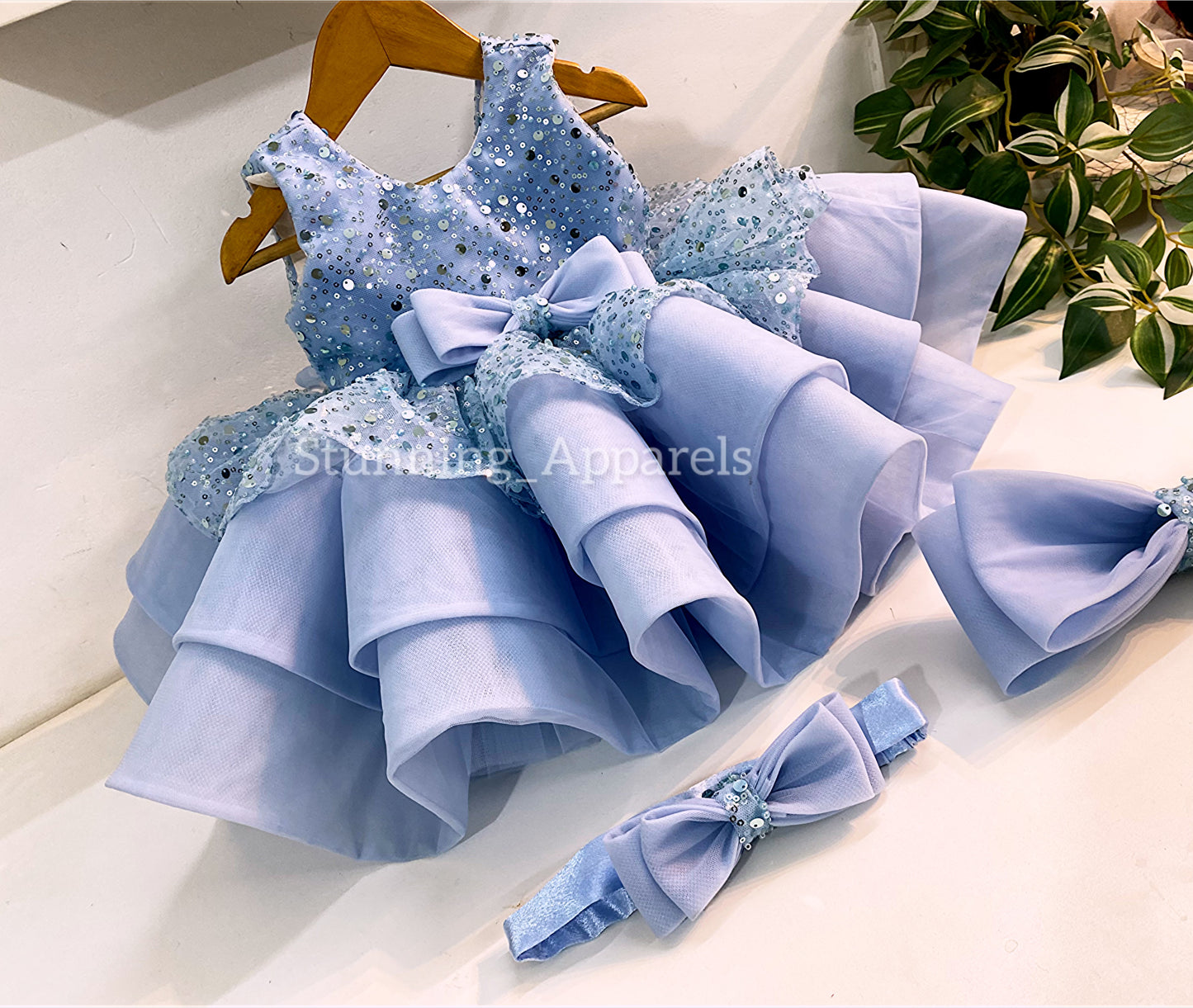 Premium pretty party wear patel blue dress
