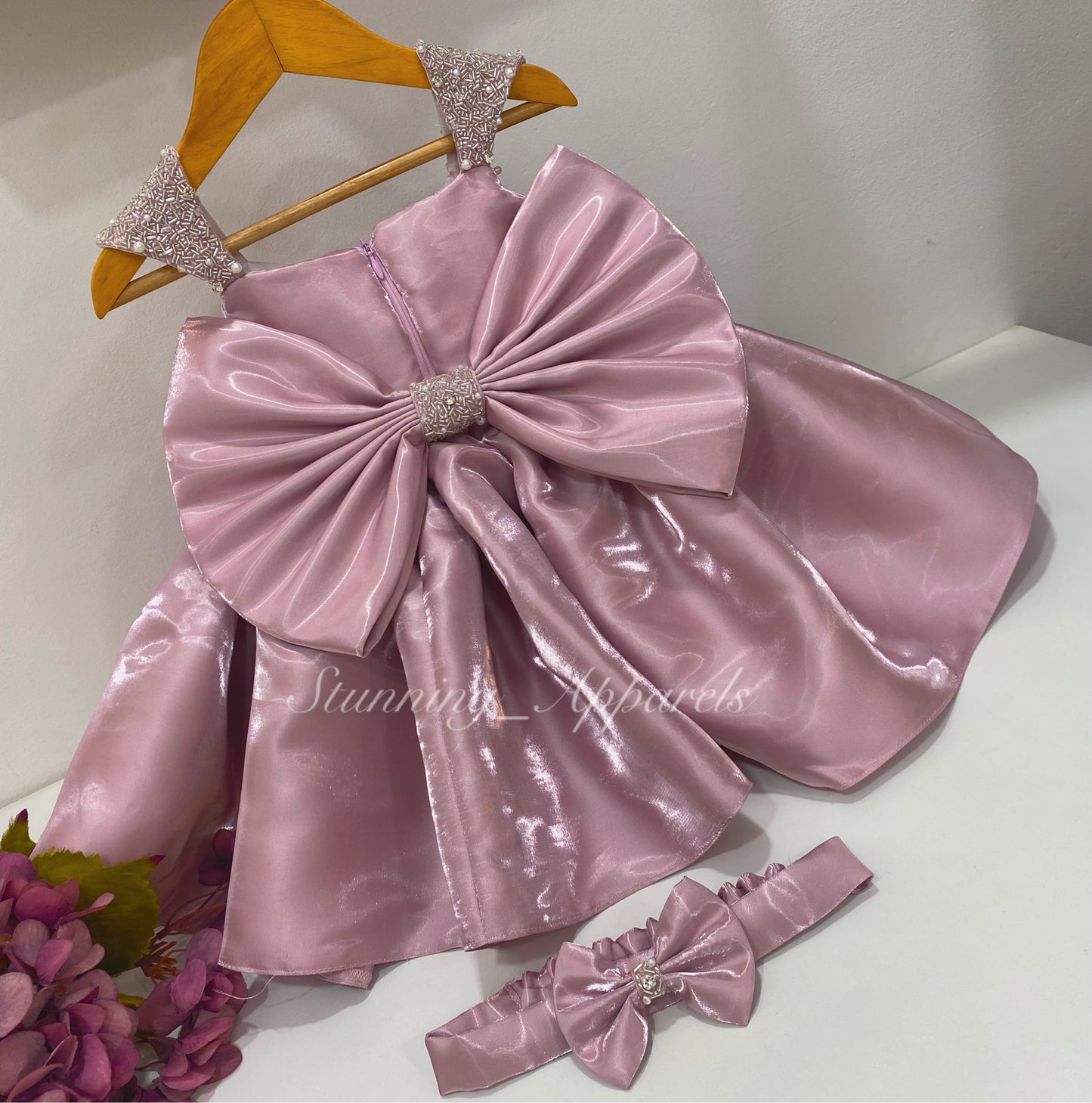 Designer Premium Hand Work Dark Peach Dress