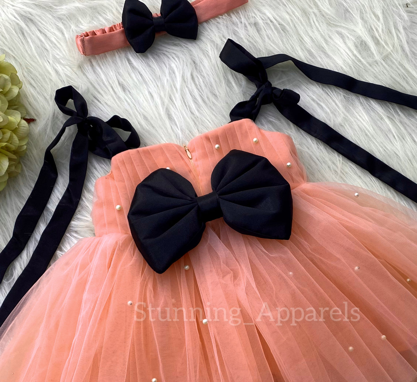 Strapped Knotted Oranges Peach Party Wear Dress
