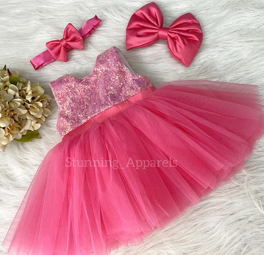 Belted sequin bodice Flemingo Pink Dress