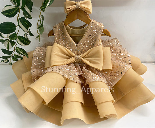 Premium Pretty Party Wear Golden Dress