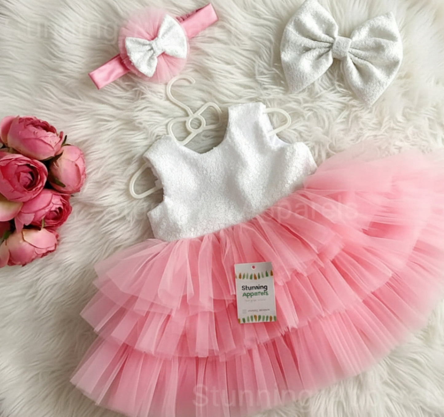 Milky Sequins Bodies Layere Peach Dress