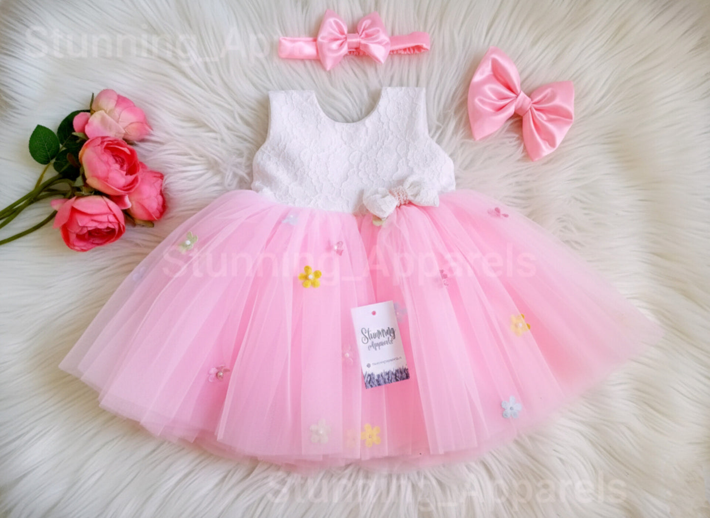 Multi Colour Flower Baby Pink Dress