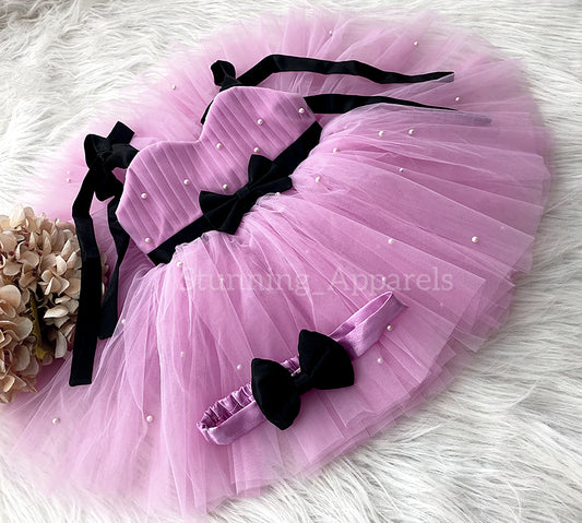 Strapped Knotted Light Lavender Party Wear Dress