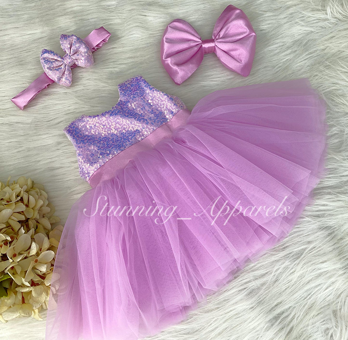 Lavender Satin Belted Sequin Bodies Lavender Dress