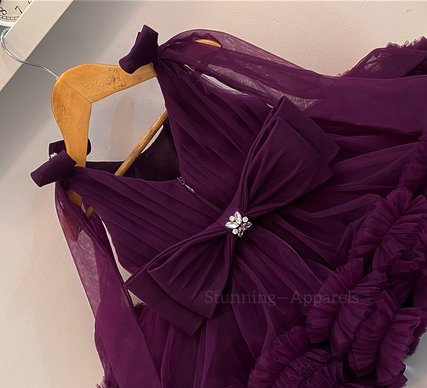 Designer Premium Hand Work Wine Dress