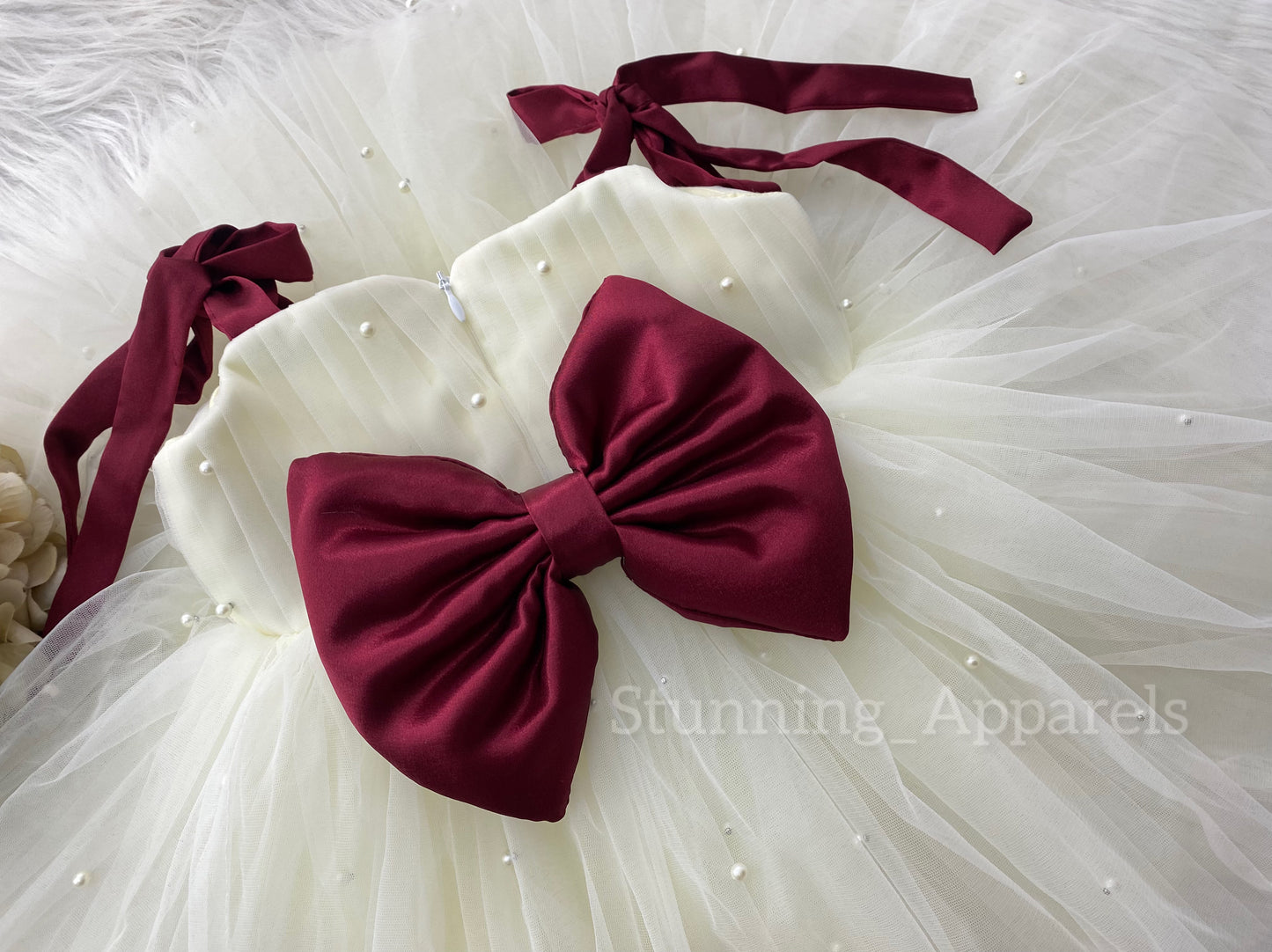 Strapped Knotted Cream Party Wear Dress