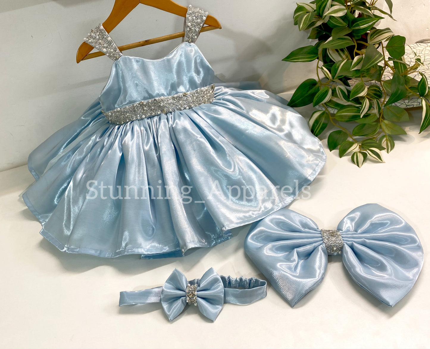Designer Premium Hand Work Pastel Blue Dress