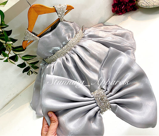 Designer Premium Hand Work Gray Dress