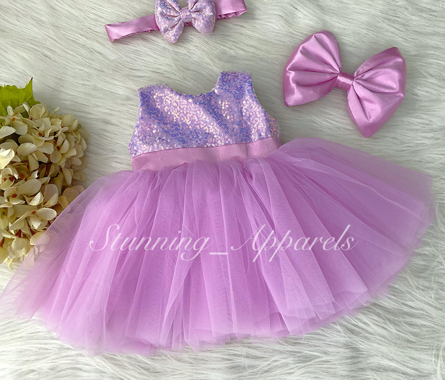 Lavender Satin Belted Sequin Bodies Lavender Dress