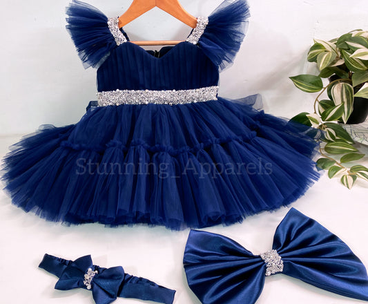 Designer Sweetheart Neckline Hand Work Teal Blue Frock