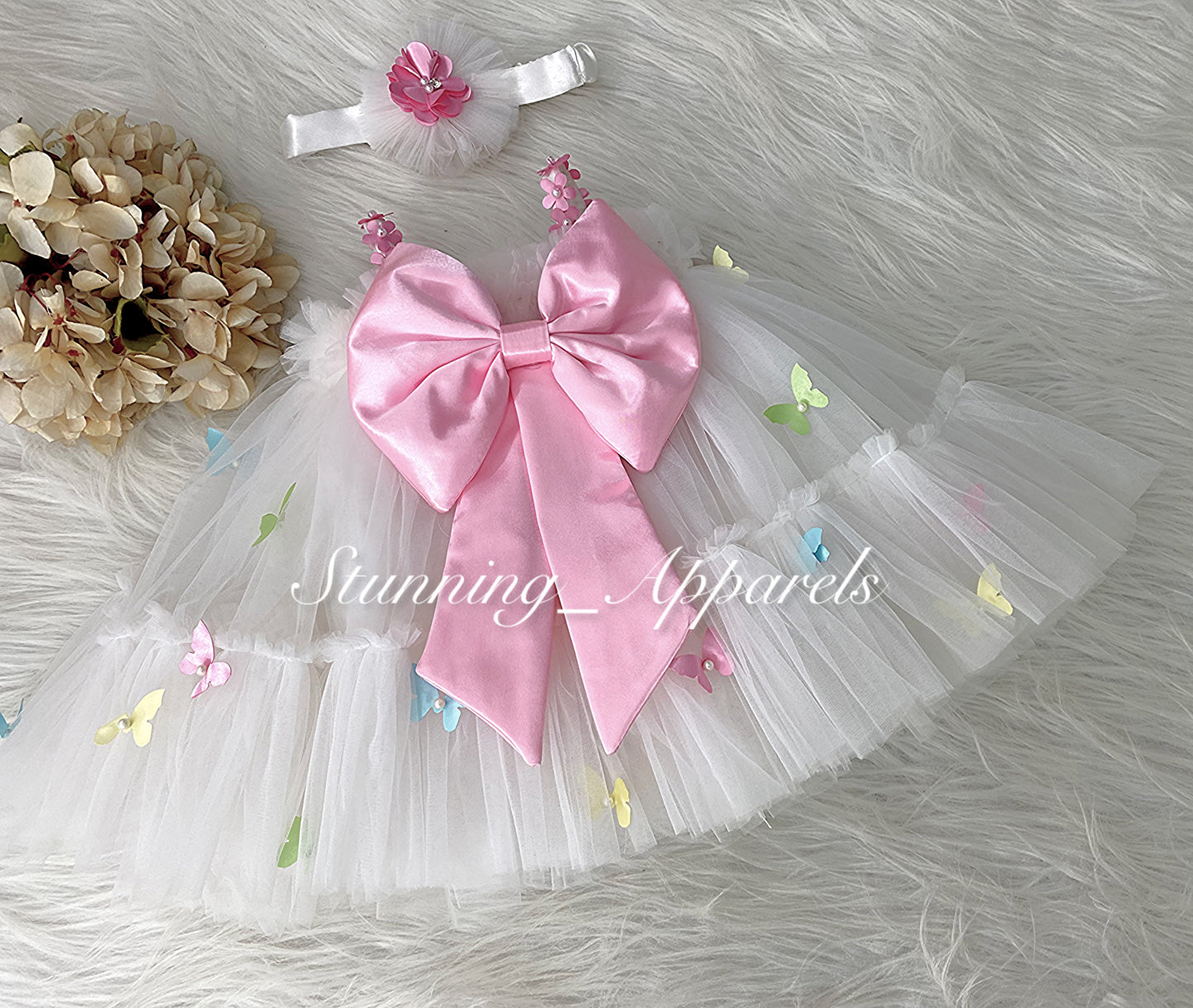 Butterfly Work Cute Party Wear White Umbrella Dress
