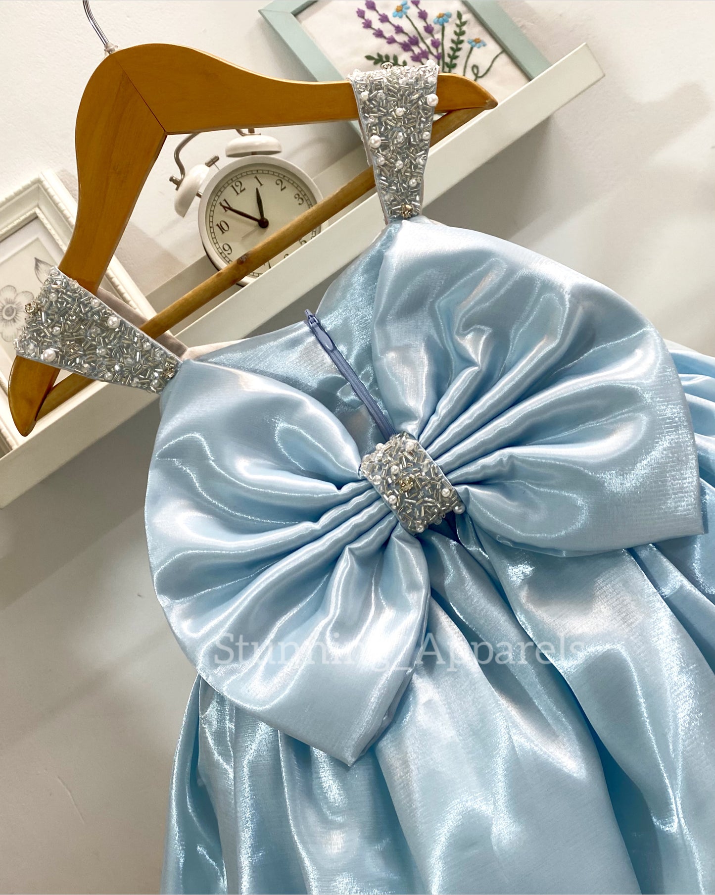 Designer Premium Hand Work Pastel Blue Dress