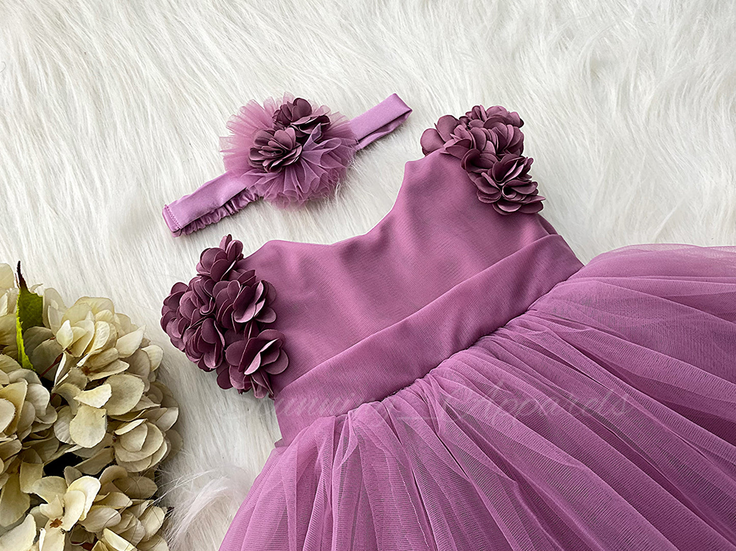 Cape Sleeves Flower Work Dusty Pink Frock